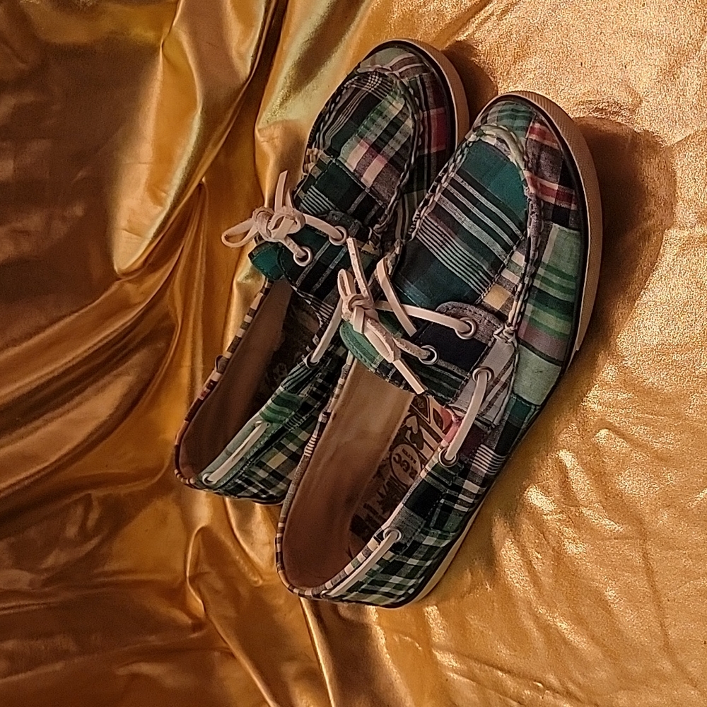 Rock & Candy. Size 11, blue/green/multi color boatie shoes.